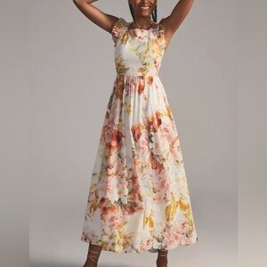 Anthropologie Maeve Sleeveless Ruffled Floral Maxi Dress
